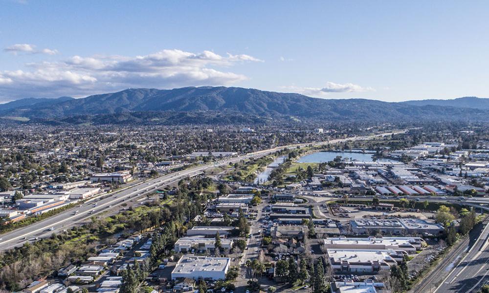 Aerial view of the city of Campbell, in Santa Clara County