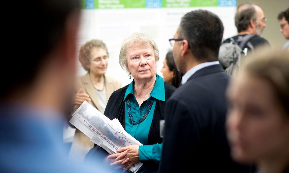 Mary Bruns, Program Director for the Lamorinda Spirit Van Program, learns about Plan Bay Area 2040 at the open house in Walnut Creek.