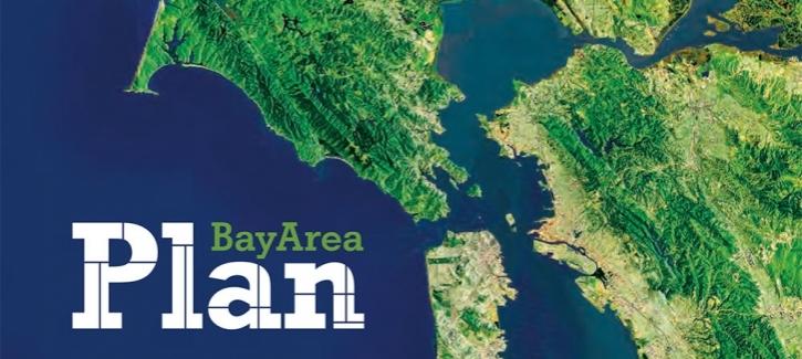 Plan Bay Area logo with regional map in the background